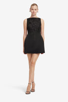 Ali Appliqué Boat Neck Mini Dress by Leo Lin  available for hire in Camp Hill, QLD