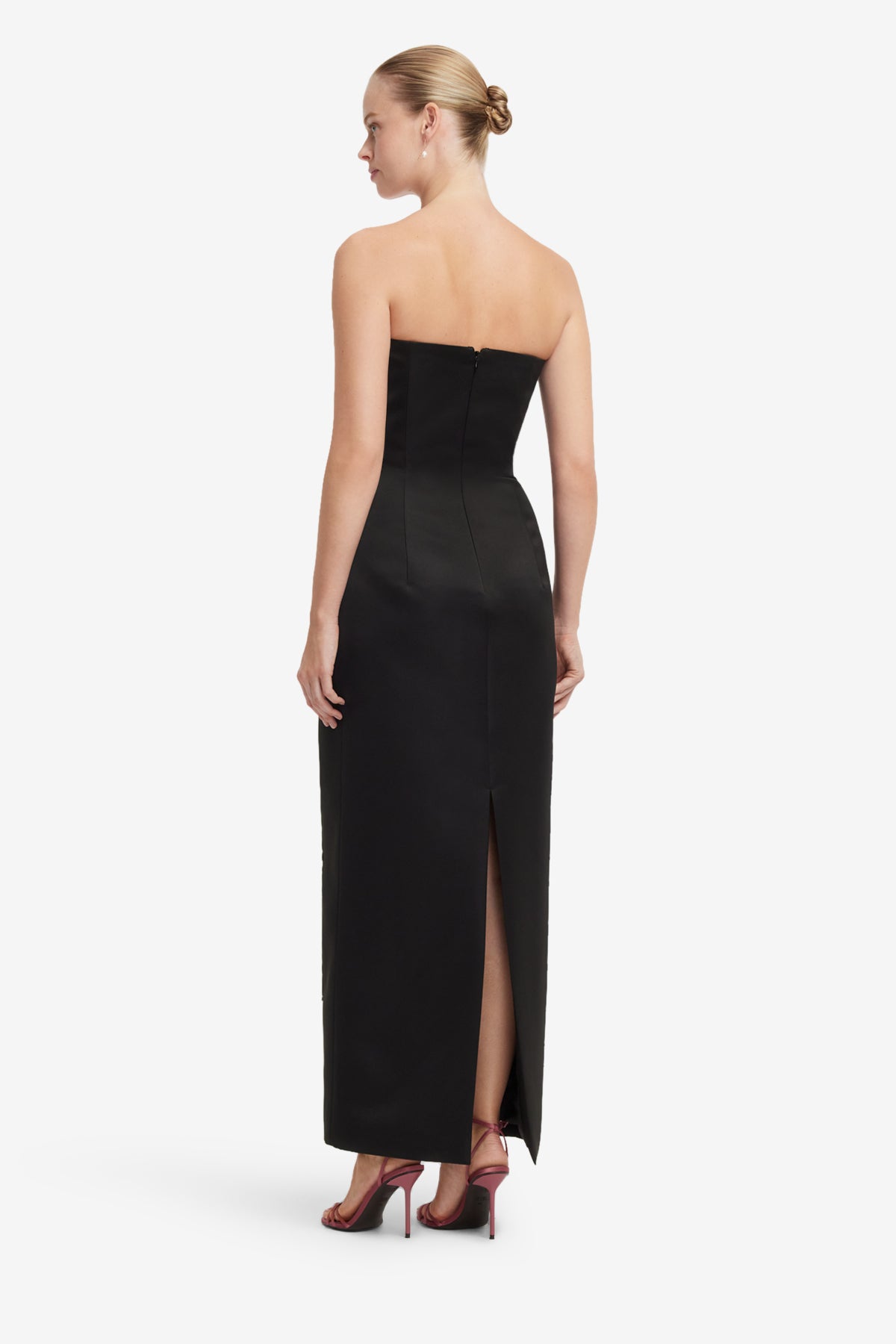 Rayna Embroidered Maxi Dress in Snapdragon Floral Print in Ebony by Leo Lin available for hire in Camp Hill, QLD