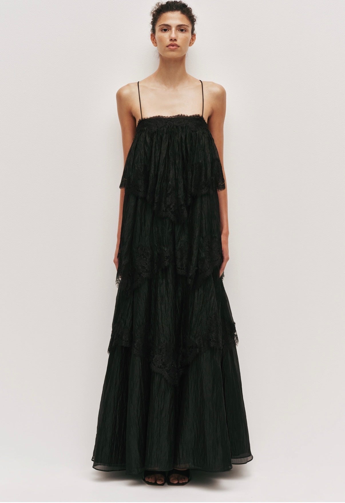 Ophelia Lace Gown Black by Aje available for hire in Camp Hill, QLD