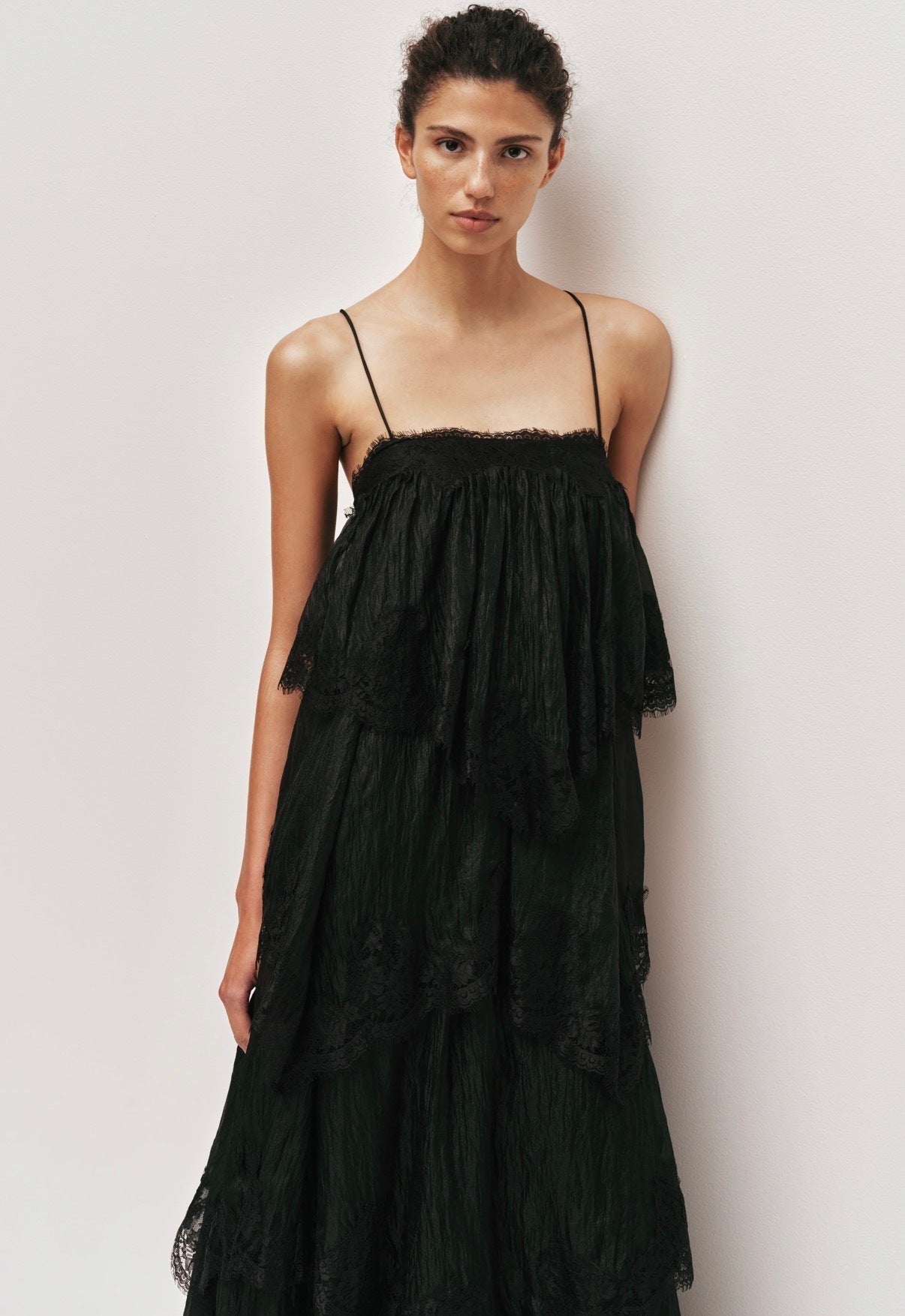 Ophelia Lace Gown Black by Aje available for hire in Camp Hill, QLD