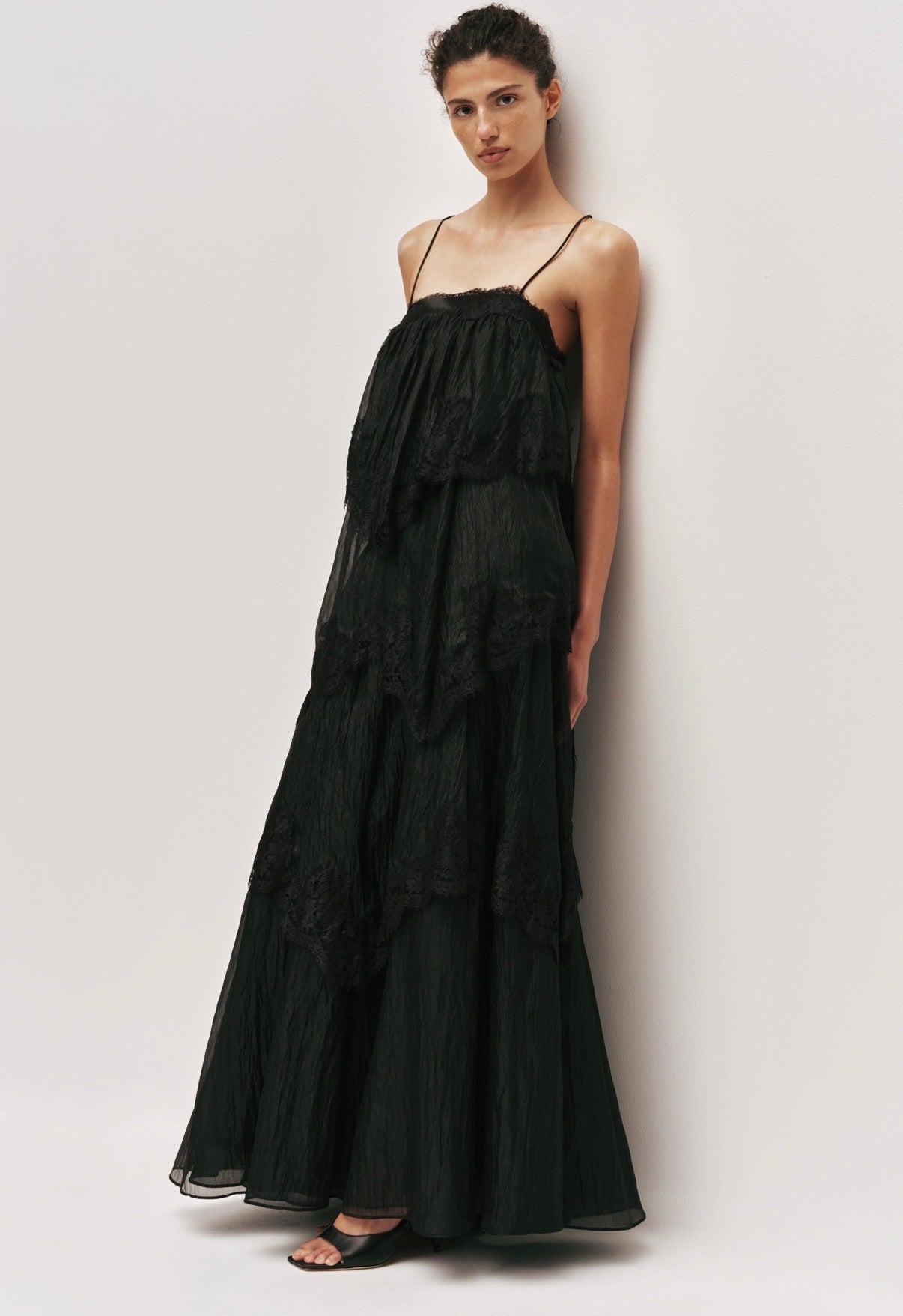 Ophelia Lace Gown Black by Aje available for hire in Camp Hill, QLD