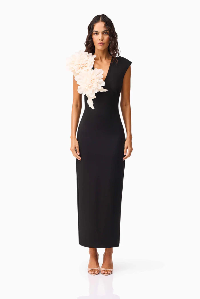 Zahara V-Neck Gown in Black by Elliatt available for hire in Camp Hill, QLD