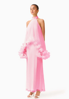 Poppy Cape Gown in Pink by Elliatt available for hire in Camp Hill, QLD