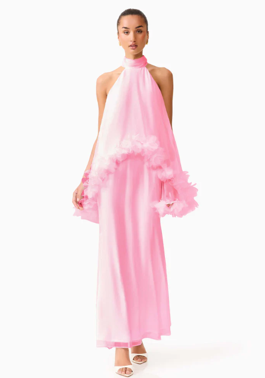 Poppy Cape Gown in Pink by Elliatt available for hire in Camp Hill, QLD