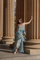 Armani Tiered Maxi Dress In Blue Floral by Elliatt available for hire in Camp Hill, QLD