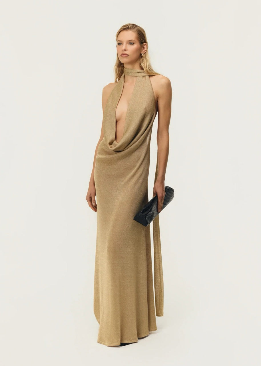 ARCINA ORI KAIA DRESS GOLD SIZE 8 (S) by Arcina Ori available for hire in Ivanhoe, VIC