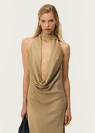 ARCINA ORI KAIA DRESS GOLD SIZE 8 (S) by Arcina Ori available for hire in Ivanhoe, VIC