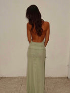 Juniper Halter Maxi Dress in Pistachio Size 8 by Bec & Bridge available for hire in Earlwood, NSW