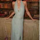 Juniper Halter Maxi Dress in Pistachio Size 8 by Bec & Bridge available for hire in Earlwood, NSW
