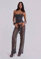 Deva Sequin Knit Corset Top in Midnight by Jaded London available for hire in Bondi, NSW