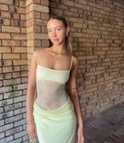 Yellow Gabriel Dress by Benni available for hire in Abbotsbury
