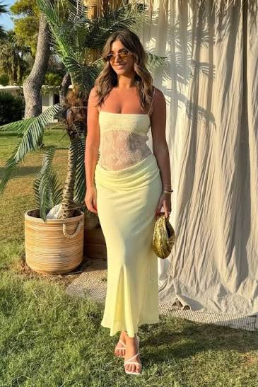 Yellow Gabriel Dress by Benni available for hire in Abbotsbury