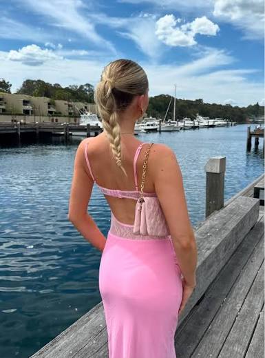 Pink Gabriel Dress by Benni available for hire in Abbotsbury