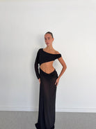 Imogen Maxi in Black by Natalie Rolt available for hire in Gold Coast, QLD
