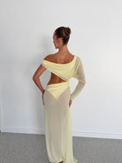 Imogen Maxi in Lemon by Natalie Rolt available for hire in Gold Coast, QLD