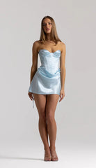 Elina Bustier + Evelyn Mini in Ice Blue by Natalie Rolt available for hire in Gold Coast, QLD