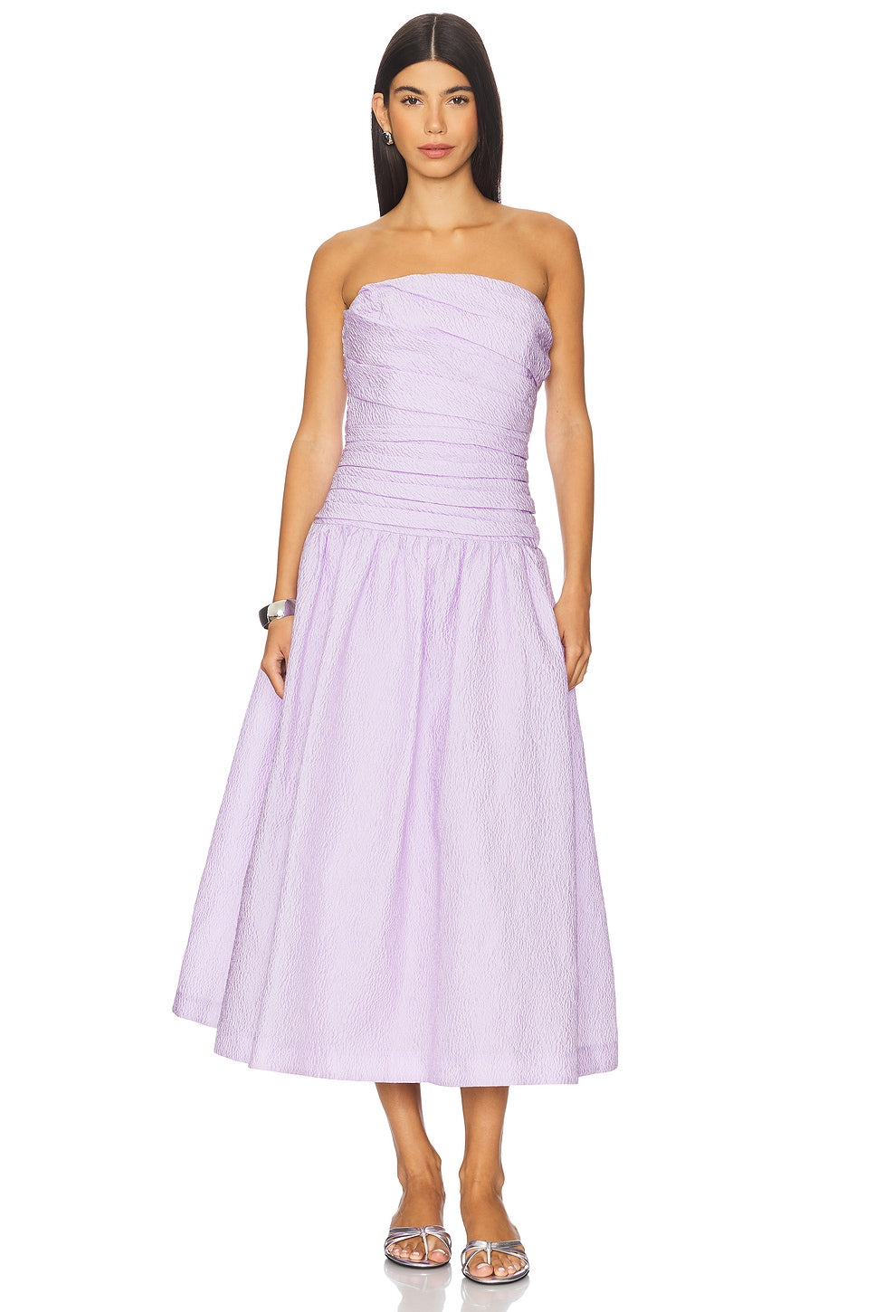 Rachel Gilbert Strapless Dress Lilac 6/AU18 by Rachel Gilbert available for hire in Hampton East, VIC