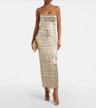 Rachel Gilbert Zeph Gown Gold Silver 4/AU14 by Rachel Gilbert available for hire in Hampton East, VIC