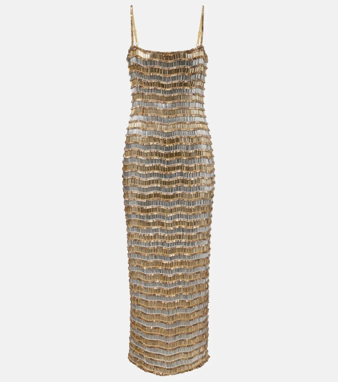 Rachel Gilbert Zeph Gown Gold Silver 4/AU14 by Rachel Gilbert available for hire in Hampton East, VIC