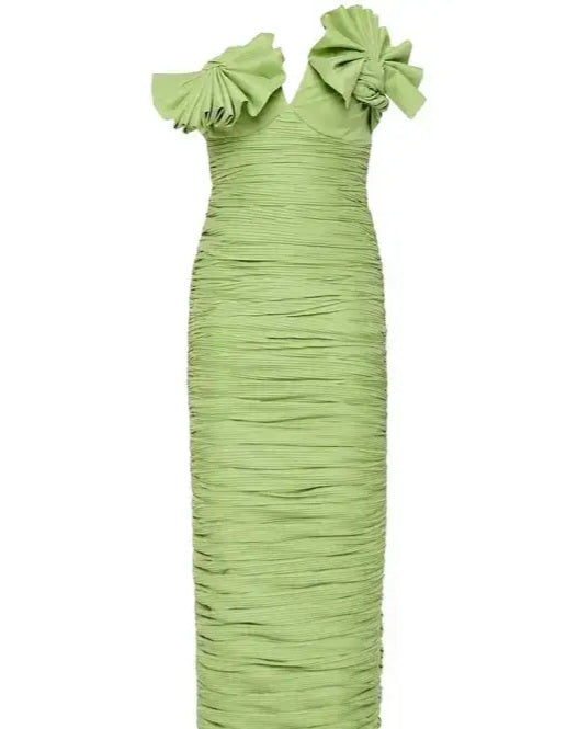 Rachel Gilbert Jensen Dress Green 6/AU18 by Rachel Gilbert available for hire in Hampton East, VIC