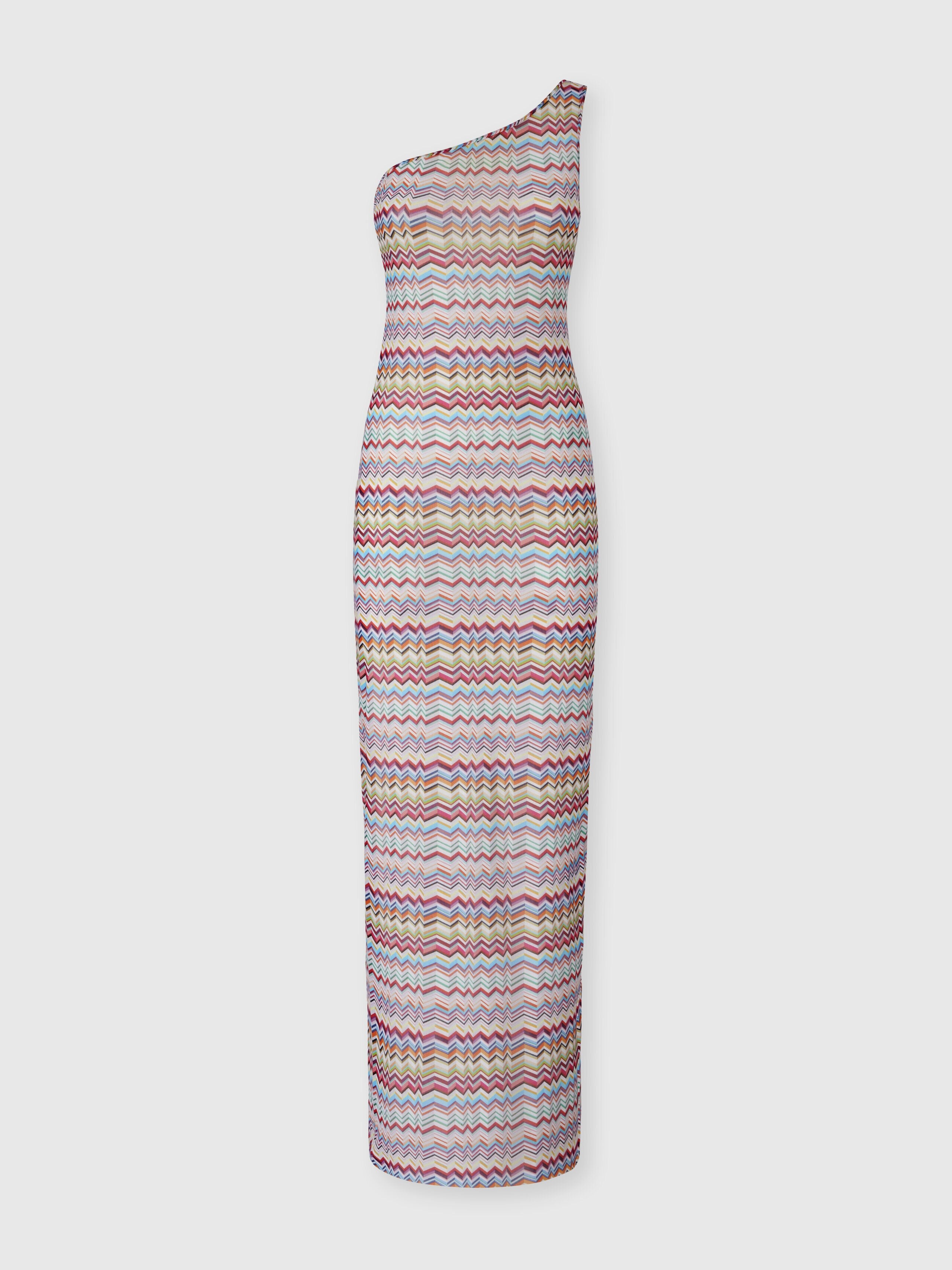 Missoni One shoulder cover up in printed tulle with zigzag pattern by Missoni available for hire in Australia