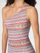 Missoni One shoulder cover up in printed tulle with zigzag pattern by Missoni available for hire in Australia