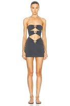 Christopher Esber pierced orbit mini dress grey by Christopher Esber available for hire in Australia