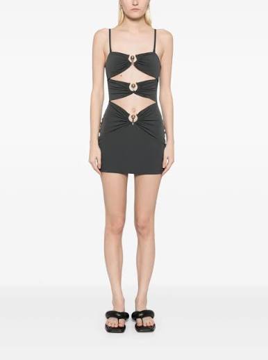 Christopher Esber pierced orbit mini dress grey by Christopher Esber available for hire in Australia