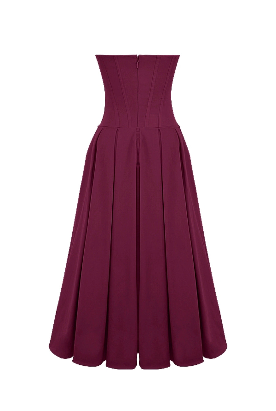 Lady Wine Strapless Midi Dress Size M by House of CB available for hire in Hampton East, VIC