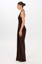 Landon Gown Espresso by Jefre Sei available for hire in Hampton East, VIC