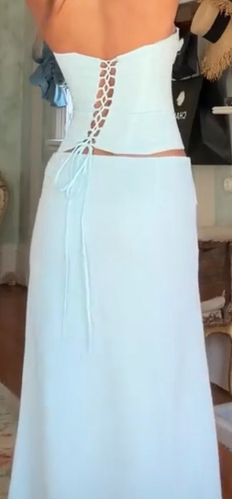 Charlotte corset top (M) maxi skirt (S) by Dear Frankie  available for hire in Tanilba bay , NSW