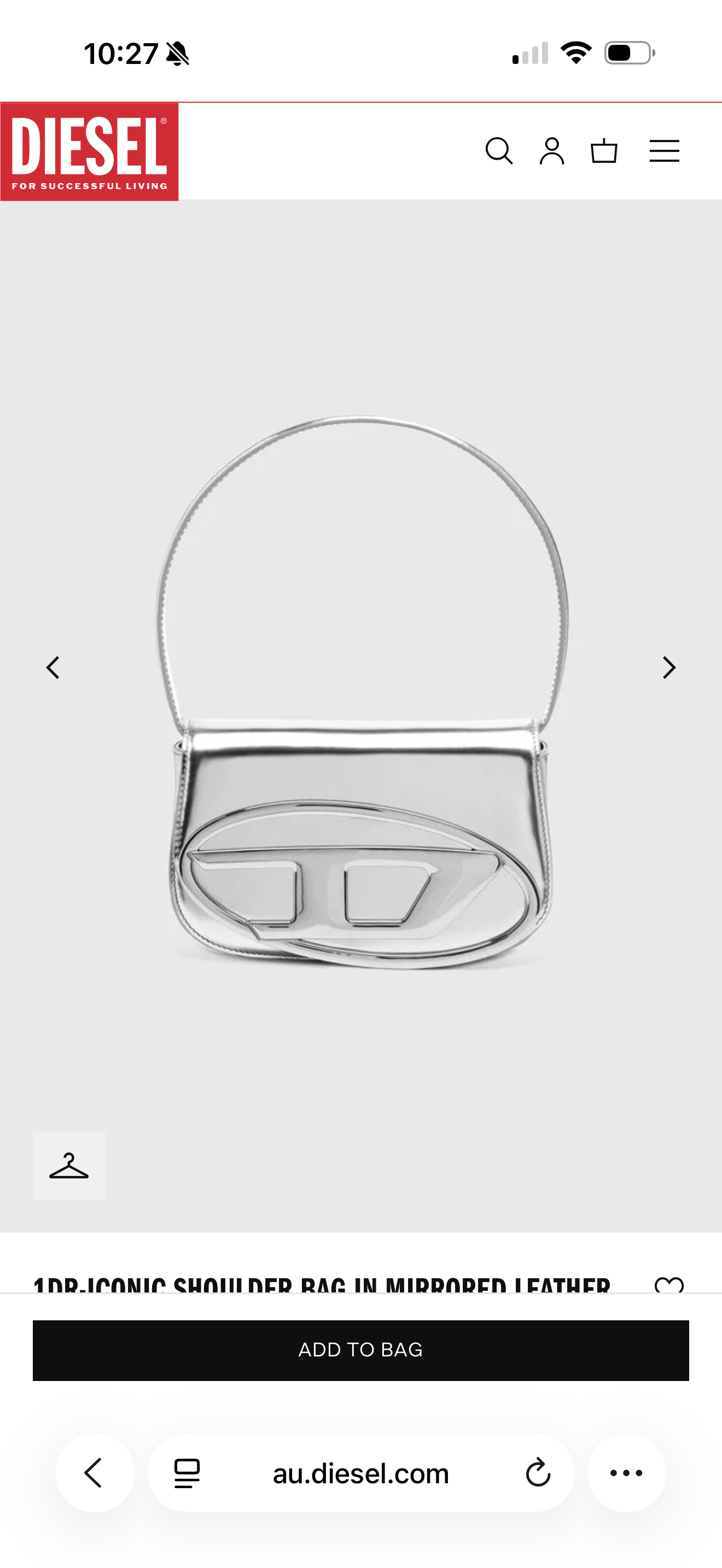 1DR-ICONIC SHOULDER BAG IN MIRRORED LEATHER by Diesel available for hire in Australia