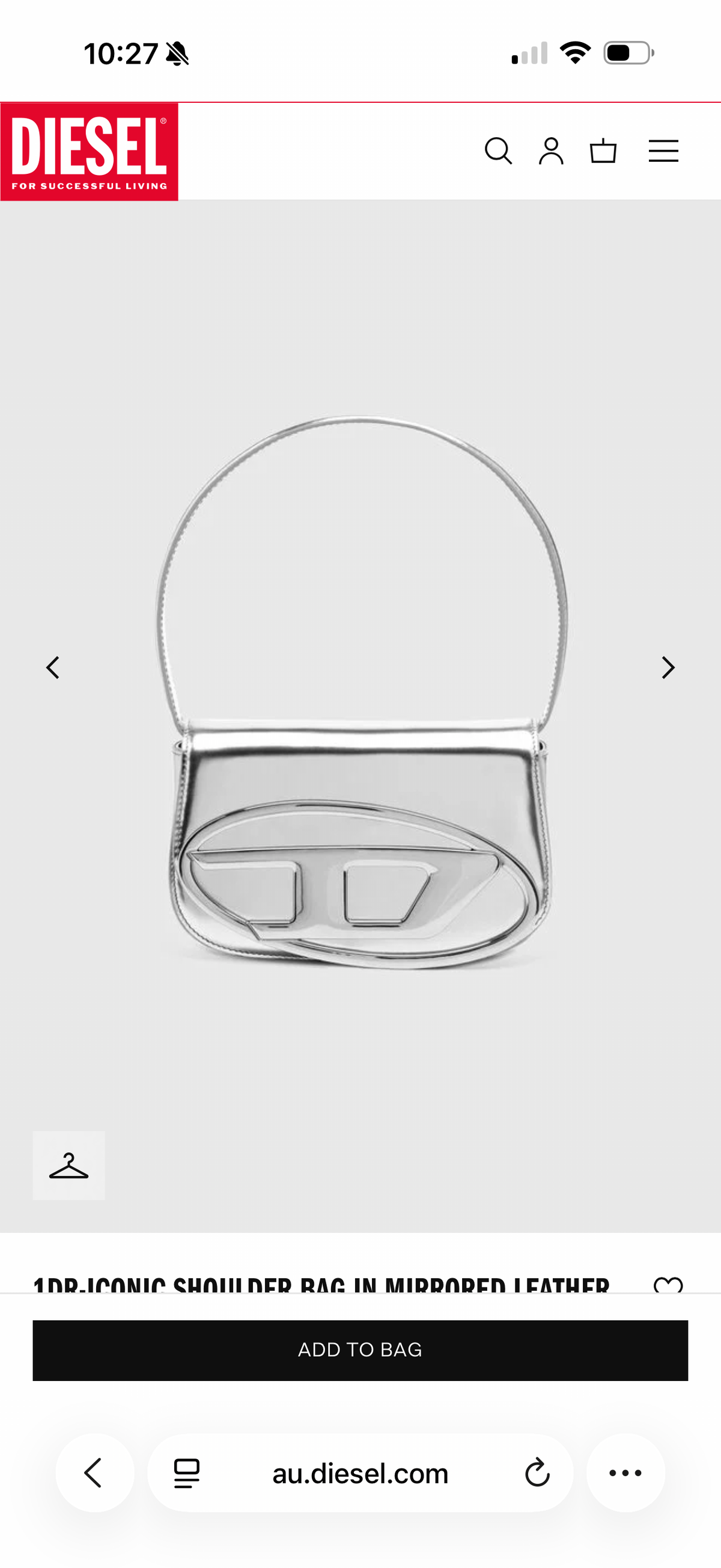 1DR-ICONIC SHOULDER BAG IN MIRRORED LEATHER by Diesel available for hire in Australia