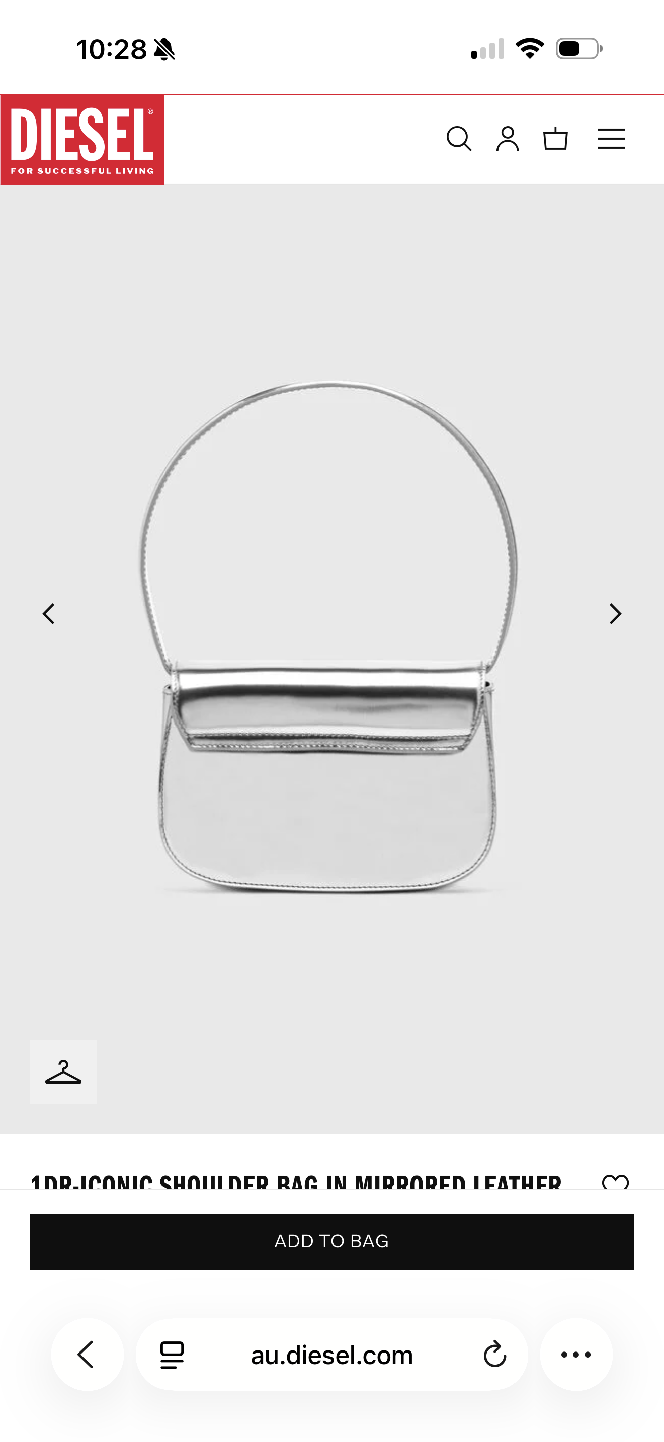 1DR-ICONIC SHOULDER BAG IN MIRRORED LEATHER by Diesel available for hire in Australia