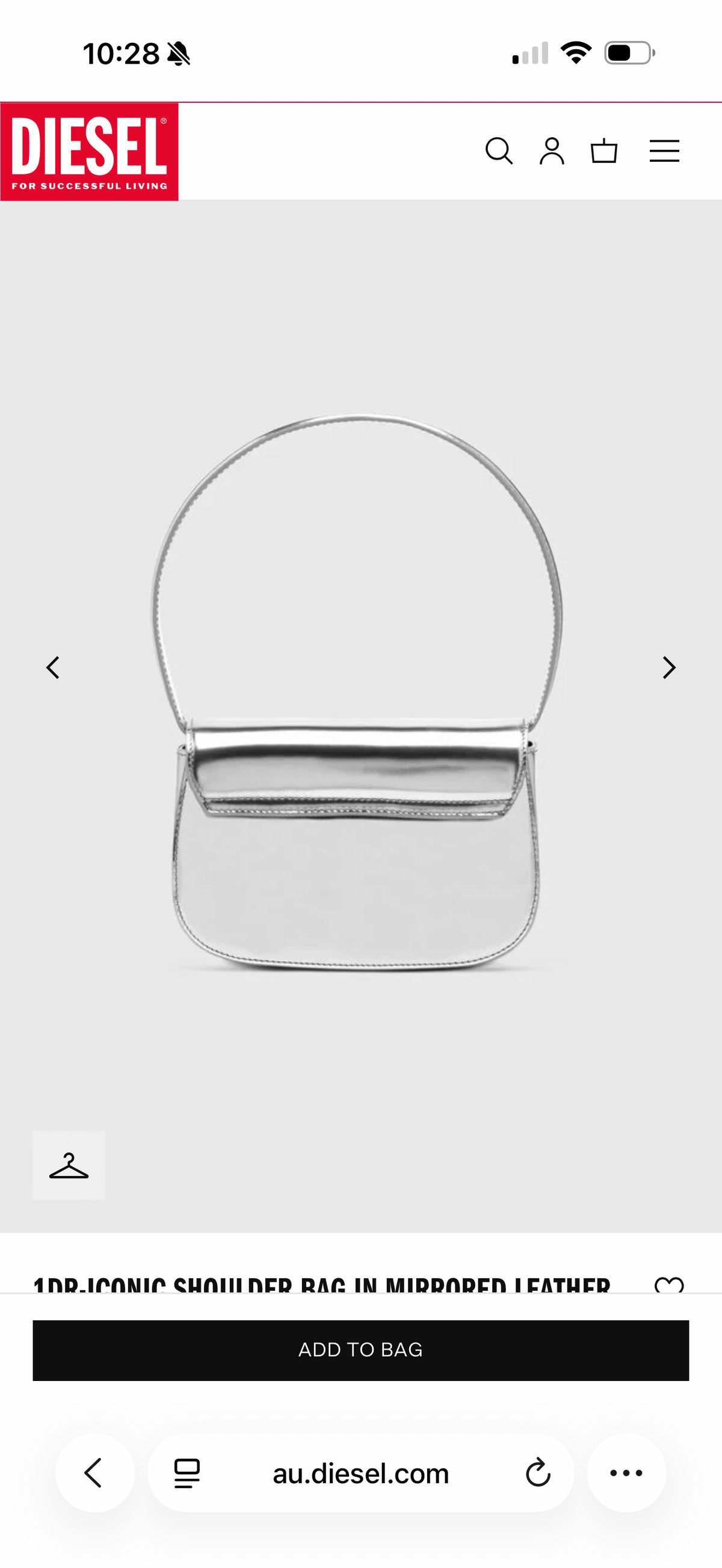 1DR-ICONIC SHOULDER BAG IN MIRRORED LEATHER by Diesel available for hire in Australia