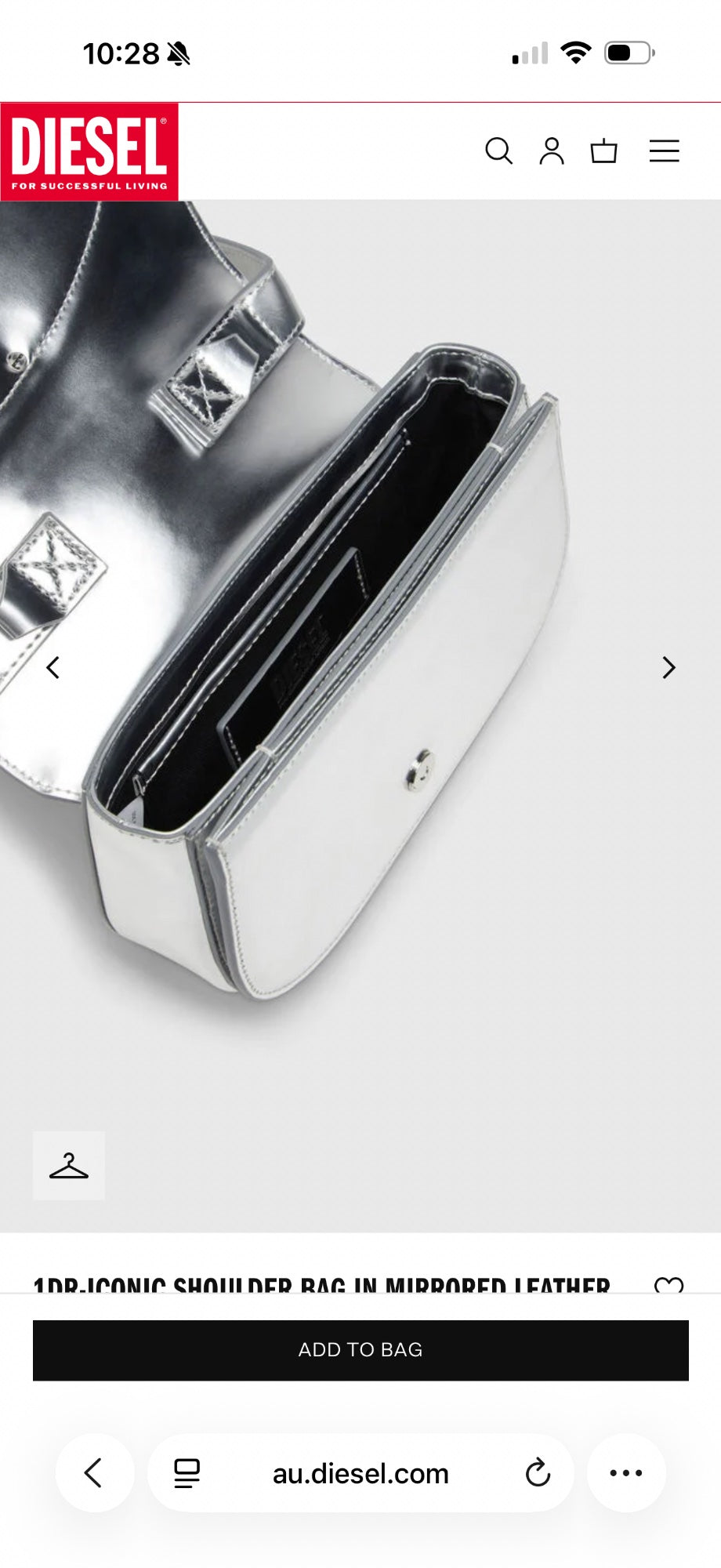 1DR-ICONIC SHOULDER BAG IN MIRRORED LEATHER by Diesel available for hire in Australia