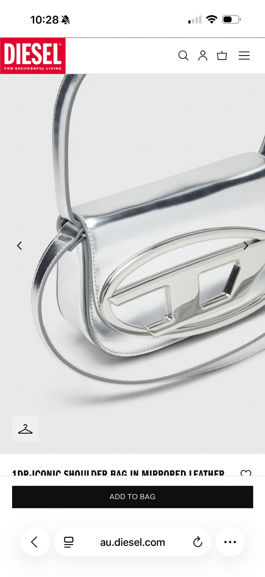 1DR-ICONIC SHOULDER BAG IN MIRRORED LEATHER by Diesel available for hire in Australia