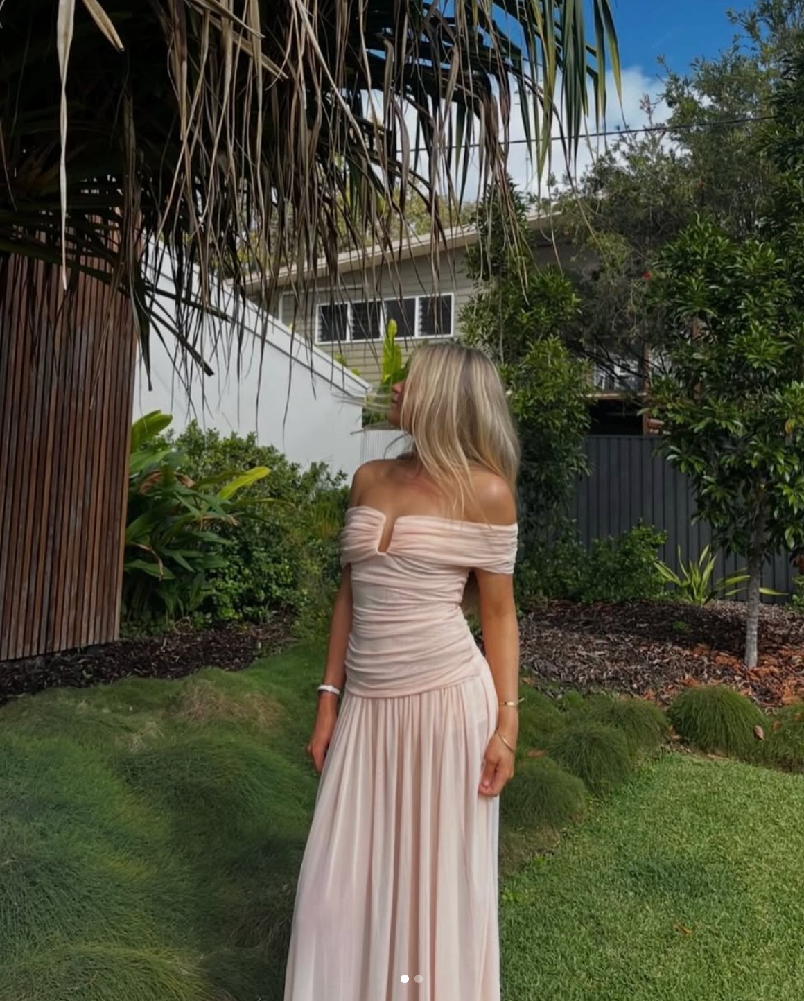 Camille off the shoulder set by Bec & Bridge available for hire in Australia
