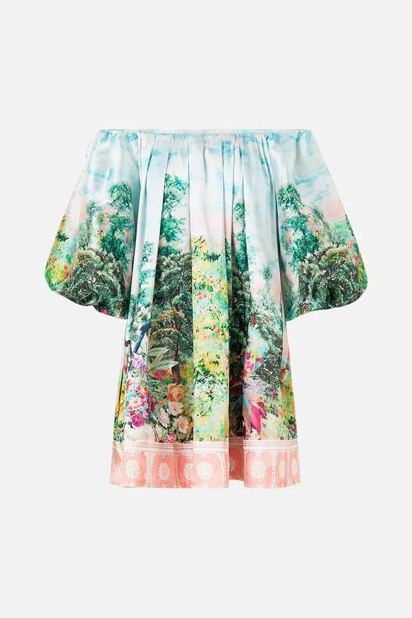 CAMILLA Arches of Amor Off Shoulder Puff Dress – Size M / AU 12 by Camilla available for hire in Dawesville, Western Australia