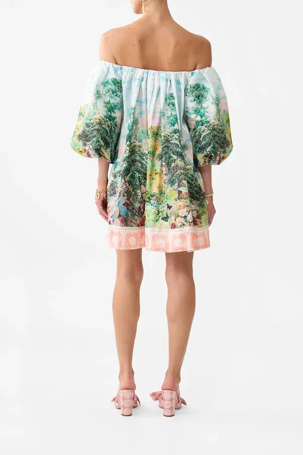 CAMILLA Arches of Amor Off Shoulder Puff Dress – Size M / AU 12 by Camilla available for hire in Dawesville, Western Australia