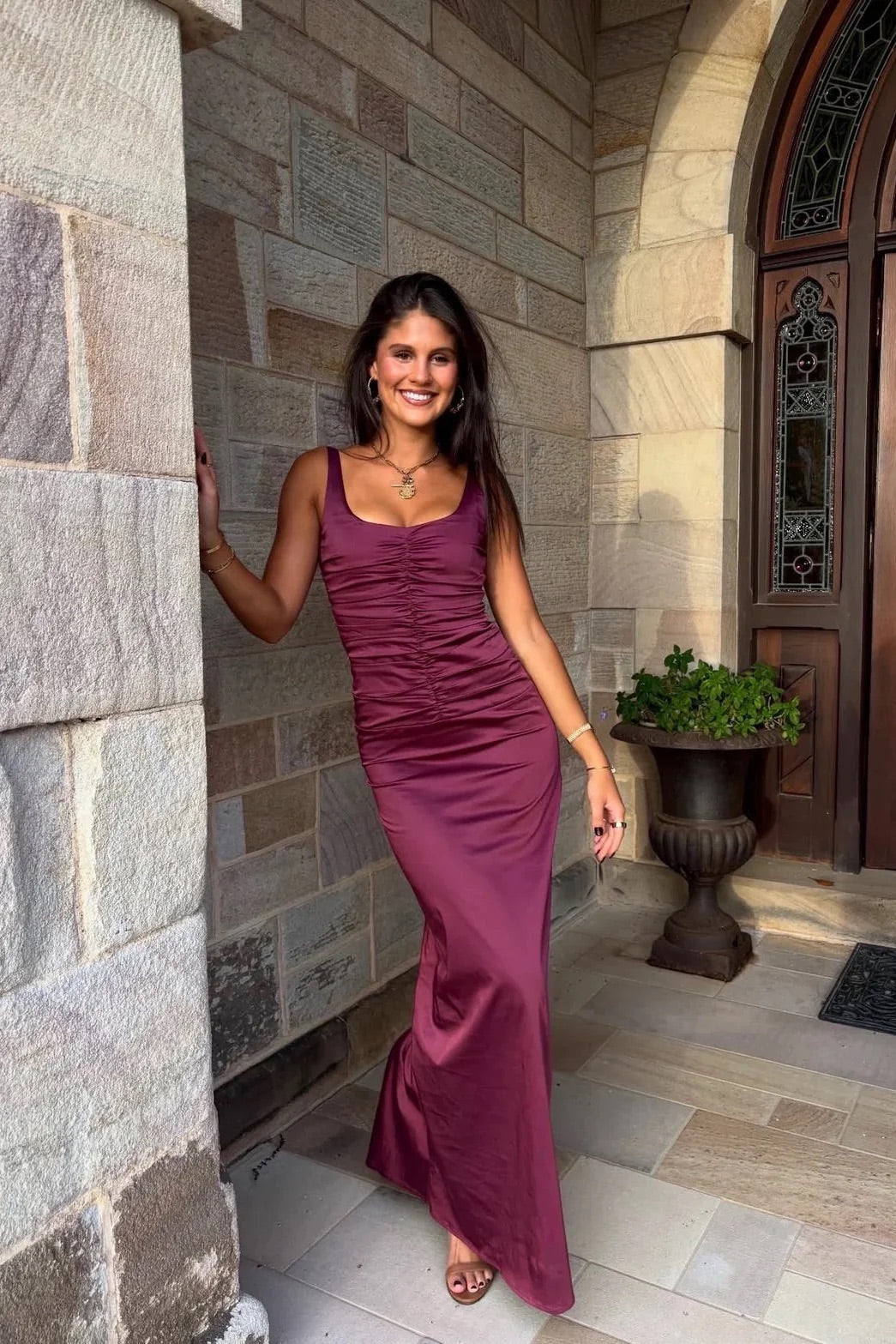 ANCE GRIA ATLEIN GOWN PLUM SIZE 6 8 10 by Ance Gria available for hire in Ivanhoe, VIC