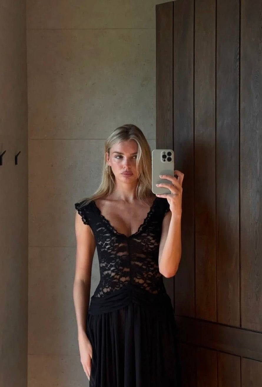 Arabella Dress in Black by Arcina Ori available for hire in Australia