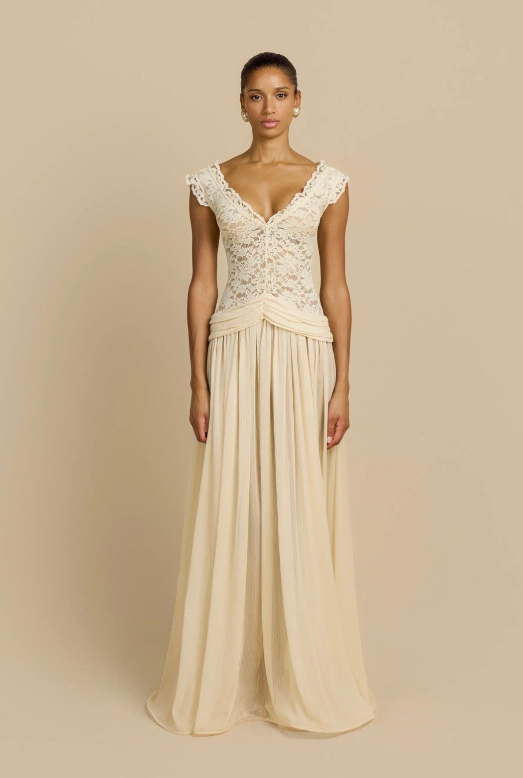 Arabella in Beige by Arcina Ori available for hire in Australia