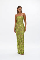 Pierre Gown Citrus Size 10 by Rachel Gilbert available for hire in Hampton East, VIC