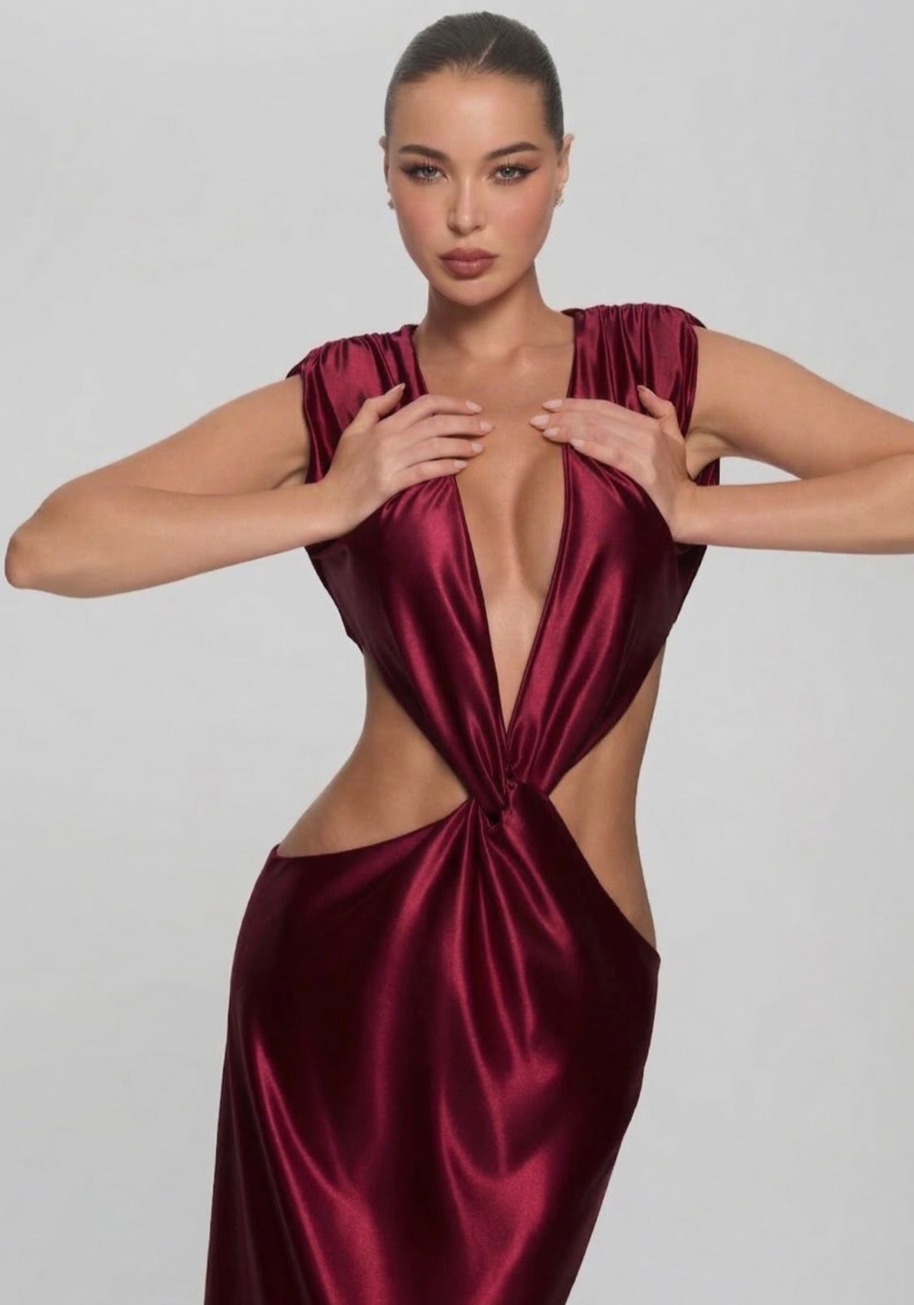 Vixen Maxi - Wine  by Cinzee available for hire in Bondi, NSW