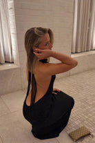 Ance Gria Jean Dress Black Size 8 by Ance Gria available for hire in Ivanhoe, VIC