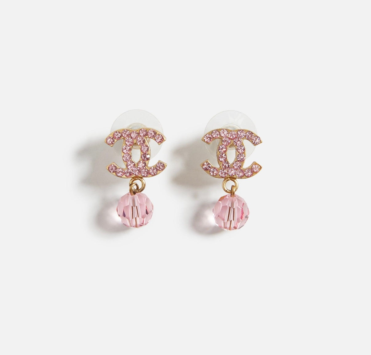 CC Pink Crystal Earrings  by Chanel available for hire in Australia