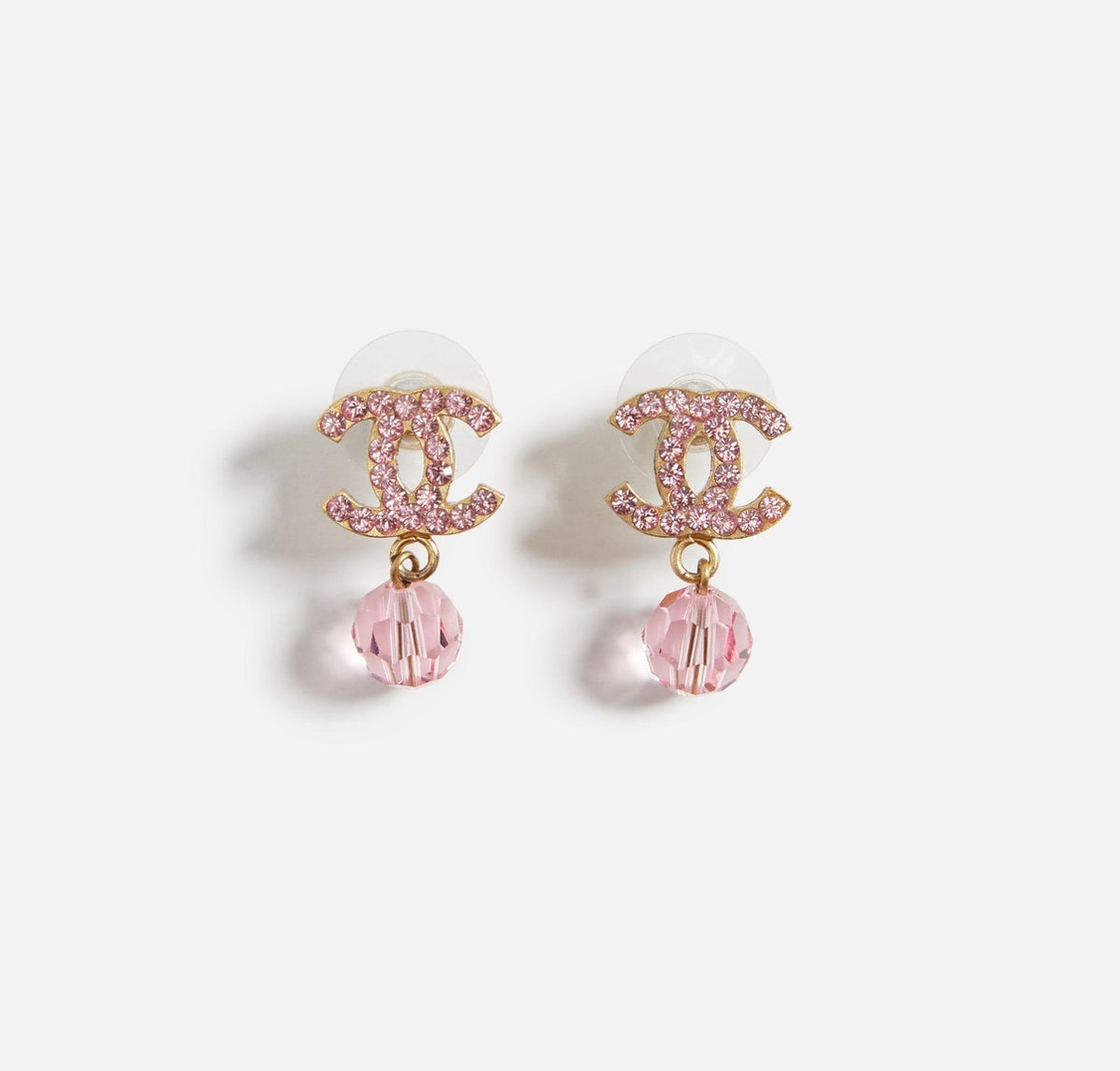 CC Pink Crystal Earrings  by Chanel available for hire in Australia
