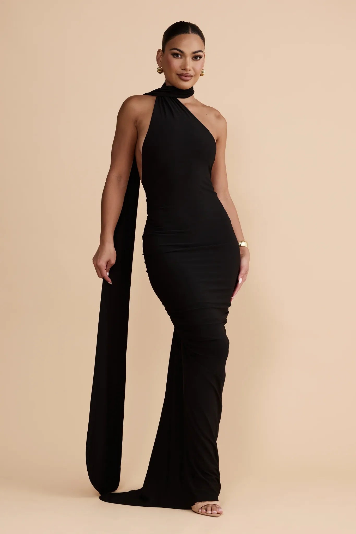 CONSTANTINA BACKLESS MAXI GOWN by Melani available for hire in Australia