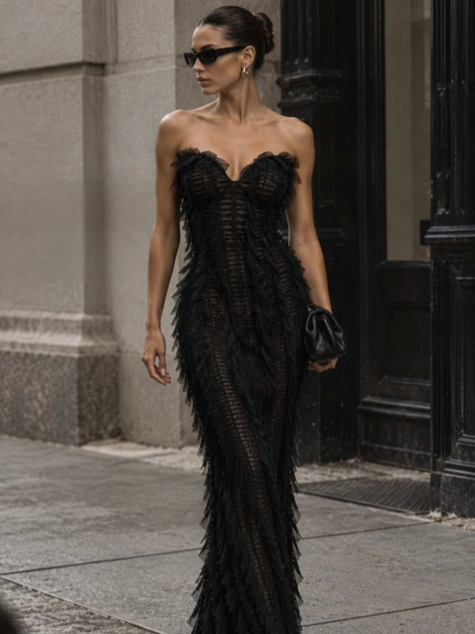 Jefre Sei Jasmine Gown Black  by Jefre Sei available for hire in Hampton East, VIC
